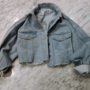 Zara Cropped Asymmetrical Denim Jacket XS